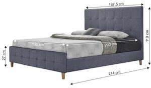 Manželská posteľ BALDER 180x200 cm sivá