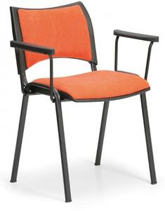 Konferenčná stolička SMART - čierne nohy s podrúčkami oranžová