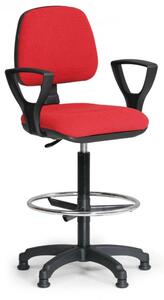 Zvýšená pracovná stolička Milano s podrúčkami červená