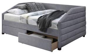 Rohová posteľ s roštom NODAO sivá, 120x200 cm