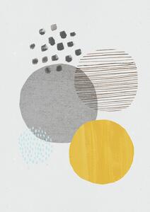 Ilustrácia Abstract mustard and grey, Laura Irwin, (30 x 40 cm)