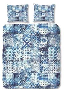 Obliečky na dvojlôžko z bavlneného saténu zouzou Sahara Azul, 200 × 200 cm