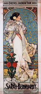 Mucha, Alphonse Marie - Obrazová reprodukcia Sarah Bernhardt's Farewell American Tour, (21.8 x 50 cm)