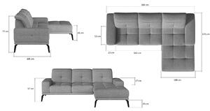 Dizajnová rohová sedačka Tiscali, sivá žinilka Soro Roh: Orientace rohu Levý roh