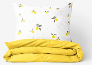 Goldea bavlnené posteľné obliečky duo - citróny so žltou 140 x 200 a 70 x 90 cm
