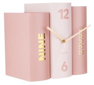 Ružové stolové hodiny v tvare kníh Karlsson