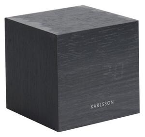 Čierny budík Karlsson Mini Cube, 8 × 8 cm