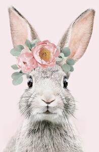 Ilustrácia Flower crown bunny pink, Sisi & Seb, (30 x 40 cm)