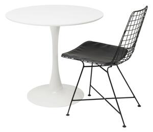 Biely jedálenský stôl s drevenou doskou Kare Design Schickeria, ⌀ 80 cm