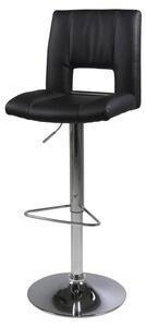 Dizajnová barová stolička Nerine, čierna a chrómová-ekokoža