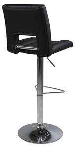 Dizajnová barová stolička Nerine, čierna a chrómová-ekokoža