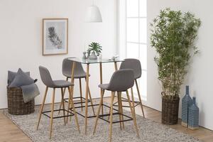 Dizajnová barová stolička Nayeli, svetlo šedá a prírodná