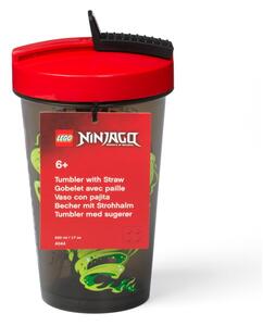 Zelený téglik s červeným vekom a slamkou LEGO® Ninjago, 500 ml