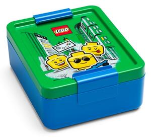 Set zeleno-modrého desiatového boxu a fľaše na pitie LEGO® Iconic