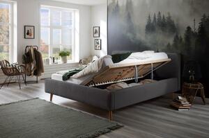 Sivá menčestrová posteľ s roštom a úložným priestorom Meise Möbel Mattis Cord, 180 x 200 cm