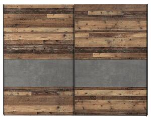 Šatníková skriňa CLIF staré drevo/betón, šírka 270 cm