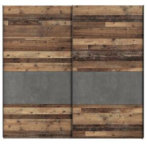 Šatníková skriňa CLIF staré drevo/betón, šírka 220 cm