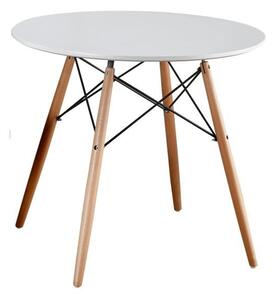 KONDELA Jedálenský stôl, biela/buk, priemer 80 cm, GAMIN NEW 80
