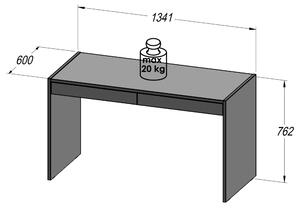 Písací stôl MALAKKA dub bianco/čadič