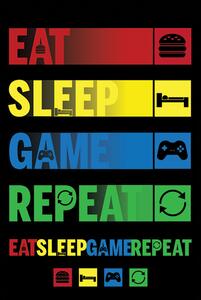Plagát, Obraz - Eat Sleep Game Repeat, (61 x 91.5 cm)