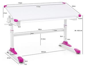 Písací Stôl Pre Mládež Ružový/biely