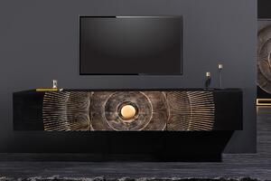 Barová skrinka GOLDEN SUNSET 140 cm 3D mango drevo čierne