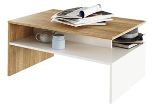 Konferenčný stôl DAMOLI — 90x60x43 cm, dub sonoma/biela