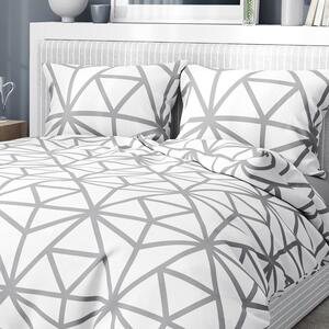 Goldea saténové posteľné obliečky deluxe - vzor 1050 sivé geometrické tvary na bielom 240 x 200 a 2ks 70 x 90 cm