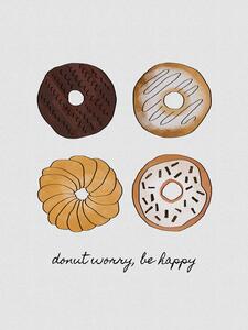 Ilustrácia Donut Worry Be Happy, Orara Studio, (30 x 40 cm)
