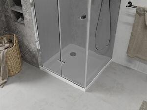 Mexen Lima, sprchový kút so skladacími dverami 100 (dvere) x 100 (stena) cm, 6mm šedé sklo, chrómový profil + slim sprchová vanička biela + chrómový sifón, 856-100-100-01-40-4010