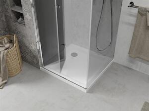 Mexen Lima, sprchový kút so skladacími dverami 80 (dvere) x 80 (stena) cm, 6mm šedé sklo, chrómový profil + slim sprchová vanička biela + chrómový sifón, 856-080-070-01-40-4010