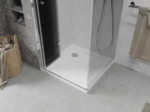 Mexen Lima, sprchový kút so skladacími dverami 80 (dvere) x 80 (stena) cm, 6mm šedé sklo, chrómový profil + slim sprchová vanička biela + chrómový sifón, 856-080-070-01-40-4010