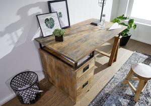 IRON Písací stôl 140x78 cm, mango, prírodná