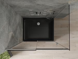 Mexen Omega, sprchový kút s posuvnými dverami 100 (dvere) x 80 (stena) cm, 8mm šedé sklo, chrómový profil + slim sprchová vanička čierna + chrómový sifón, 825-100-080-01-40-4070