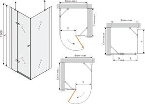 MEXEN - Roma sprchovací kút, dvere krídlové, 115 x 90 cm, transparentné - chróm - 854-115-090-01-00
