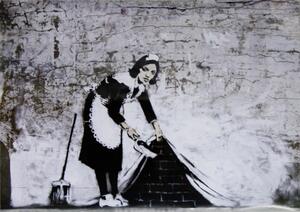 Plagát, Obraz - Banksy Street Art - Cleaning Maid, (59 x 42 cm)