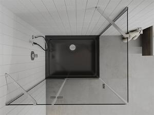 Mexen Roma, sprchový kút s krídlovými dverami 80 (dvere) x 120 (stena) cm, 6mm číre sklo, chrómový profil + slim sprchová vanička čierna + chrómový sifón, 854-080-120-01-00-4070