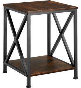 Tectake 404358 odkladací stolík carlton 40,5x40,5x52,5cm - industriálne drevo tmavé, rustikálne