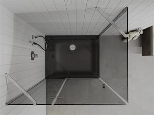 Mexen Roma, sprchový kút s krídlovými dverami 100 (dvere) x 90 (stena) cm, 6mm šedé sklo, chrómový profil + slim sprchová vanička čierna + chrómový sifón, 854-100-090-01-40-4070
