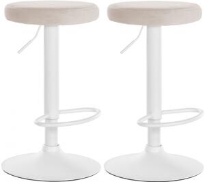 2x Barová stolička Ponte - zamat, biely rám Krémová