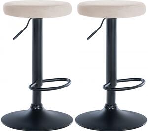 2x Barová stolička Ponte - zamat, čierny rám - Krémová