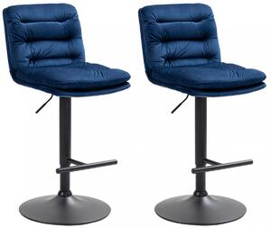 2x Barová stolička Damar - zamat, čierny rám - blue