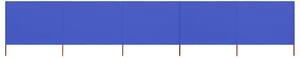 5-panelová zábrana proti vetru látková 600x120 cm azúrovo-modrá
