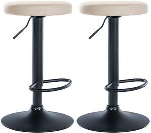 2x Barová stolička Ponte - koženka, čierny rám - Krémová