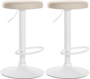 2x Barová stolička Ponte - koženka, biely rám - Krémová
