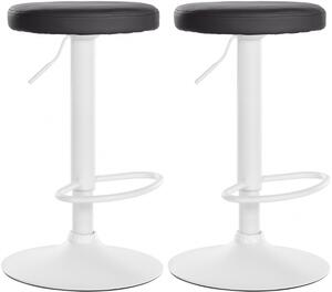 2x Barová stolička Ponte - koženka, biely rám - Čierna