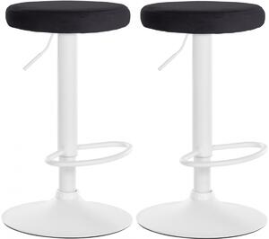 2x Barová stolička Ponte - zamat, biely rám Čierna