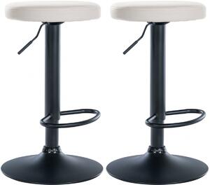 2x Barová stolička Ponte - koženka, čierny rám - Biela