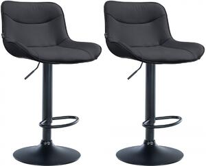 2x Barová stolička Vonore - koženka, čierny rám - Čierna