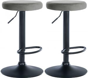 2x Barová stolička Ponte - zamat, čierny rám - Sivá